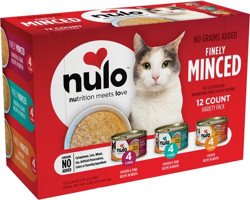 Show full view: Nulo Chicken & Tuna Variety Pack Finely Minced Wet Cat Food, 2.8-oz can, case of 12 slide 4 of 13