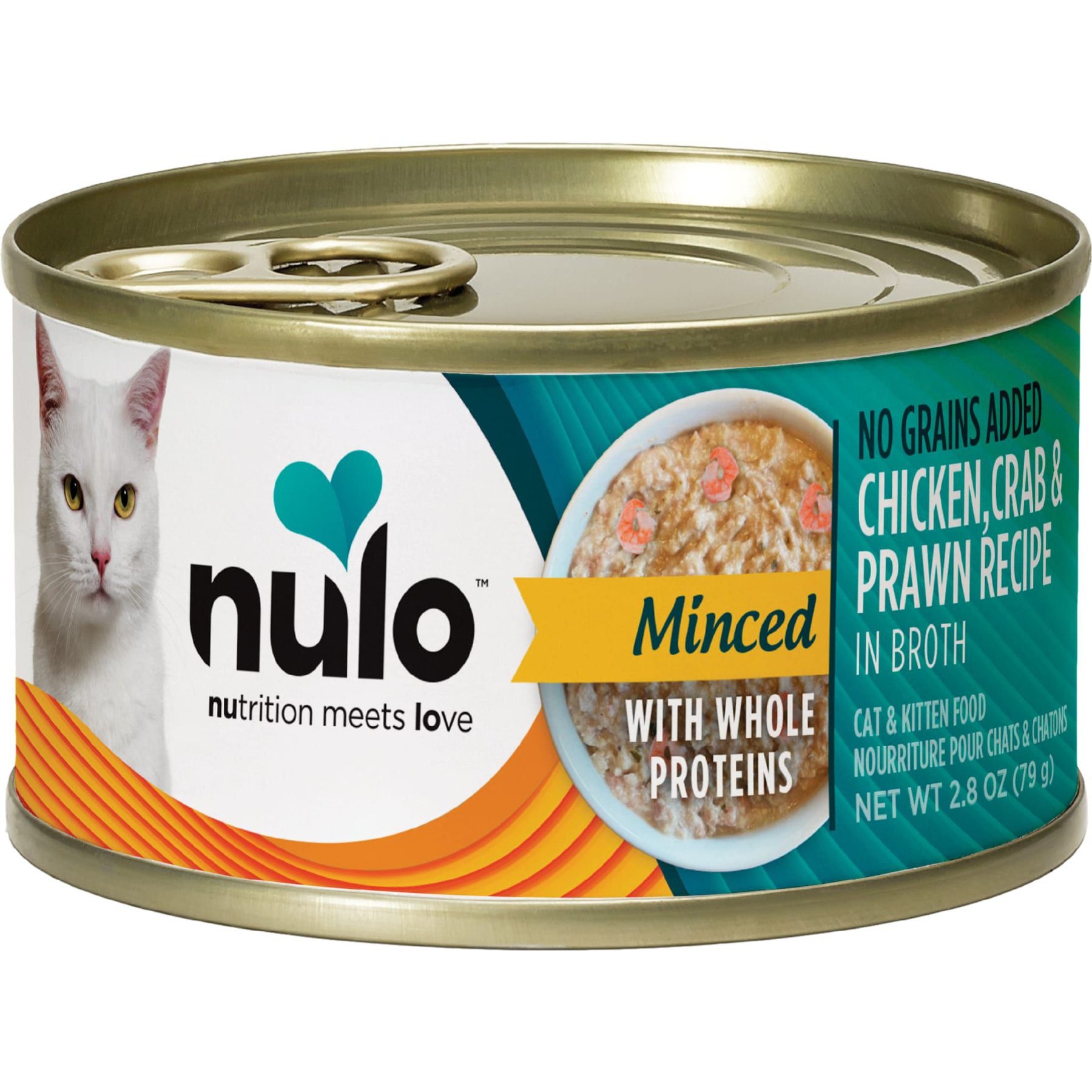 Nulo Nulo Chicken, Crab & Prawn Minced Canned Wet Cat Food, 2.8-oz can, case of 12