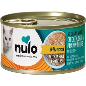 Nulo Crab with Whole Prawn Minced Canned Wet Cat Food, 6-oz can, case of 8