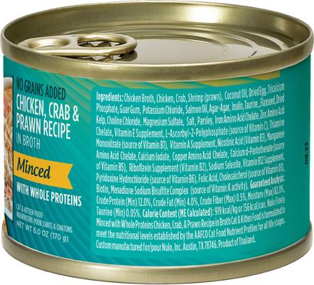 Show full view: Nulo Crab with Whole Prawn Minced Canned Wet Cat Food, 6-oz can, case of 8 slide 4 of 10