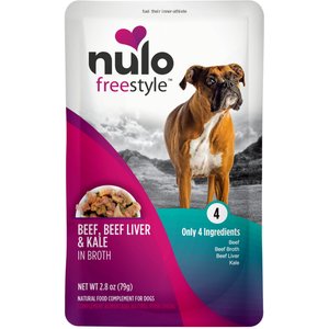 Nulo FreeStyle Beef, Beef Liver, & Kale in Broth Dog Food Topper, 2.8-oz, case of 24