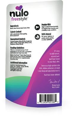 Show full view: Nulo FreeStyle Beef, Beef Liver, & Kale in Broth Dog Food Topper, 2.8-oz, case of 24 slide 3 of 11