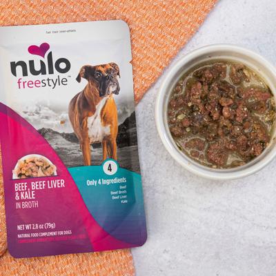 Show full view: Nulo FreeStyle Beef, Beef Liver, & Kale in Broth Dog Food Topper, 2.8-oz, case of 6 slide 9 of 11
