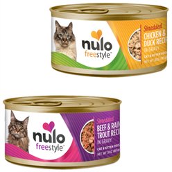 Nulo Freestyle Beef & Rainbow Trout in Gravy + Freestyle Chicken & Duck in Gravy Canned Cat Food