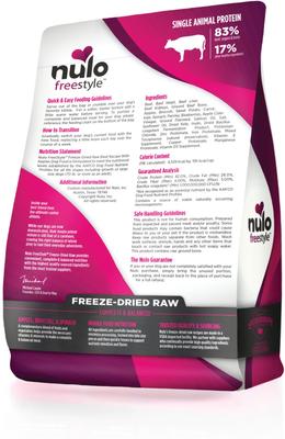 Show full view: Nulo Freestyle Beef Recipe with Apples Grain-Free Freeze-Dried Raw Dog Food, 13-oz bag slide 3 of 12