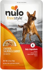 Nulo FreeStyle Chicken, Salmon, & Carrot in Broth Dog Food Topper, 2.8-oz, case of 24