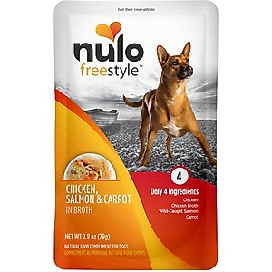 Nulo FreeStyle Chicken, Salmon, & Carrot in Broth Dog Food Topper, 2.8-oz, case of 24