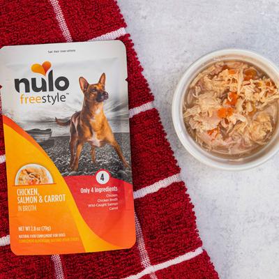 Show full view: Nulo FreeStyle Chicken, Salmon, & Carrot in Broth Dog Food Topper, 2.8-oz, case of 24 slide 9 of 12