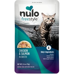 Nulo FreeStyle Chicken & Salmon in Broth Cat Food Topper, 2.8-oz, case of 24