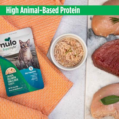 Show full view: Nulo FreeStyle Chicken, Yellowfin Tuna & Duck in Broth Cat Food Topper, 2.8-oz, case of 24 slide 4 of 12