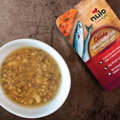Show full view: Nulo FreeStyle Chunky Salmon & Mackerel Broth Wet Cat Food Topper, 2.8-oz pouch, case of 24 slide 4 of 11