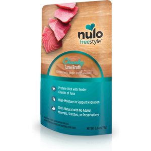 Nulo FreeStyle Chunky Tuna Broth Wet Cat Food Topper, 2.8-oz pouch, case of 24