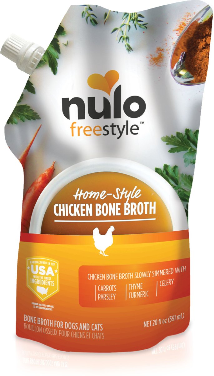 Nulo FreeStyle Grain-Free Home-Style Chicken Bone Broth Dog & Cat Topper, 20-oz pouch