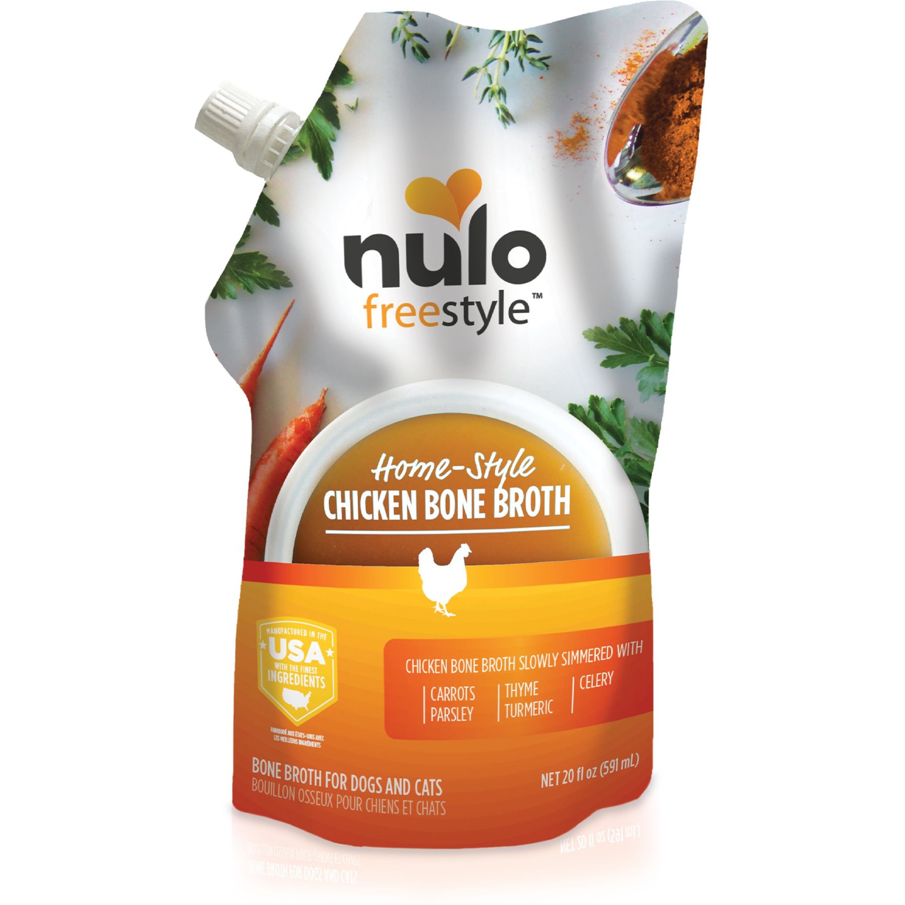 Nulo FreeStyle Grain-Free Home-Style Chicken Bone Broth Dog & Cat Topper, 20-oz pouch