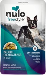 Nulo FreeStyle Mackerel, Chicken, & Mussel in Broth Dog Food Topper, 2.8-oz, case of 24