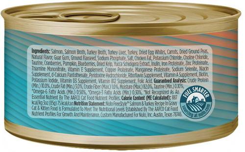 Show full view: Nulo Minced Salmon & Turkey in Gravy Grain-Free Canned Cat & Kitten Food, 3-oz can, bundle of 48  slide 3 of 5