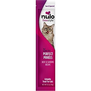Nulo Freestyle Perfect Purees Beef & Sardine Recipe Grain-Free Lickable Cat Treats, 0.5-oz, case of 48
