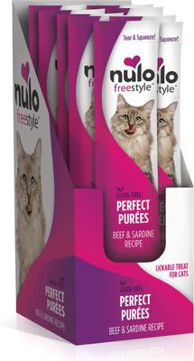 Show full view: Nulo Freestyle Perfect Purees Beef & Sardine Recipe Grain-Free Lickable Cat Treats, 0.5-oz, case of 48 slide 4 of 11