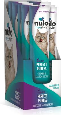 Show full view: Nulo Freestyle Perfect Purees Chicken & Salmon Recipe Grain-Free Lickable Cat Treats, 0.5-oz, case of 48 slide 4 of 10