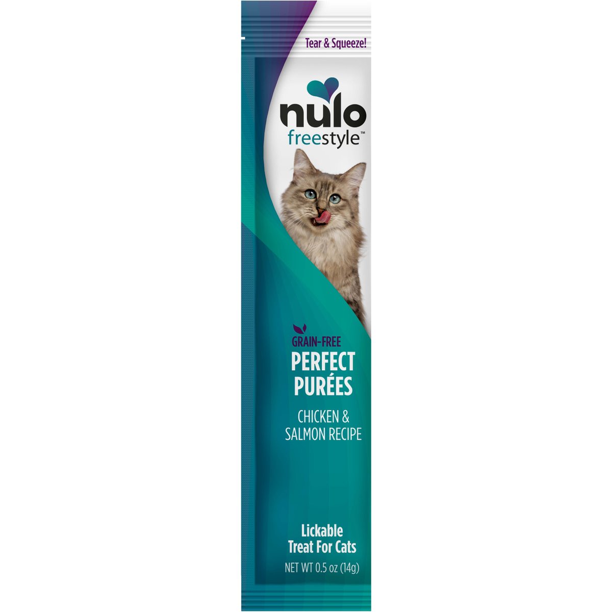 Nulo Freestyle Perfect Purees Chicken & Salmon Recipe Grain-Free Lickable Cat Treats, 0.5-oz, case of 48