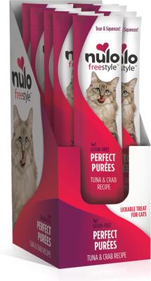 Show full view: Nulo Freestyle Perfect Purees Tuna & Crab Recipe Grain-Free Lickable Cat Treats, 0.5-oz, case of 48 slide 4 of 11