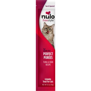 Nulo Freestyle Perfect Purees Tuna & Crab Recipe Grain-Free Lickable Cat Treats, 0.5-oz, case of 48