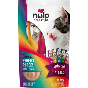 Nulo Freestyle Perfect Purees Variety Pack Grain-Free Lickable Cat Treats, 0.5-oz, pack of 10