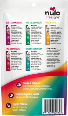 Show full view: Nulo Freestyle Perfect Purees Variety Pack Grain-Free Lickable Cat Treats, 0.5-oz, pack of 10 slide 3 of 9