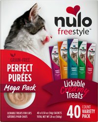 Nulo Freestyle Perfect Purees Variety Pack Grain-Free Lickable Cat Treats, 0.5-oz tube, 40 count