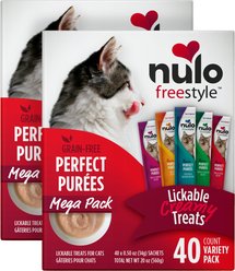 Nulo Freestyle Perfect Purees Variety Pack Grain-Free Lickable Cat Treats, 0.5-oz tube, 80 count bundle