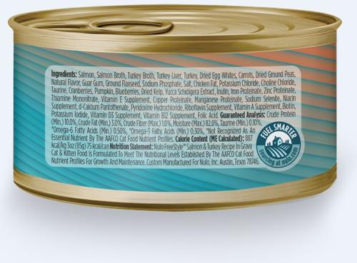 Show full view: Nulo Freestyle Salmon & Turkey in Gravy + Freestyle Beef & Rainbow Trout in Gravy Canned Cat & Kitten Food slide 3 of 5