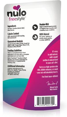 Show full view: Nulo FreeStyle Sardine & Beef in Broth Cat Food Topper, 2.8-oz, case of 24 slide 3 of 12