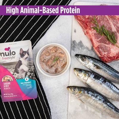 Show full view: Nulo FreeStyle Sardine & Beef in Broth Cat Food Topper, 2.8-oz, case of 24 slide 4 of 12