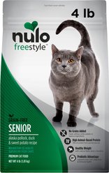 Nulo FreeStyle Alaska Pollock & Sweet Potato Recipe with Omega Fatty Acids High Protein & Natural Grain-Free Senior Dry Cat Food, 4-lb bag