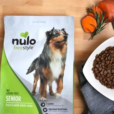 Show full view: Nulo Freestyle Senior Grain-Free Trout & Sweet Potato Recipe Dry Dog Food, 26-lb bag slide 9 of 12