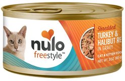 Nulo Shredded Turkey & Halibut in Gravy Grain-Free Canned Cat Food, 3-oz can, bundle of 48  slide 1 of 2