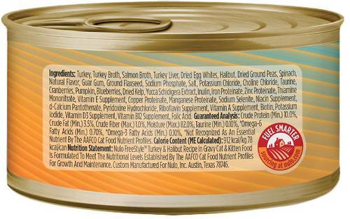 Show full view: Nulo Shredded Turkey & Halibut in Gravy Grain-Free Canned Cat Food, 3-oz can, bundle of 48  slide 3 of 5