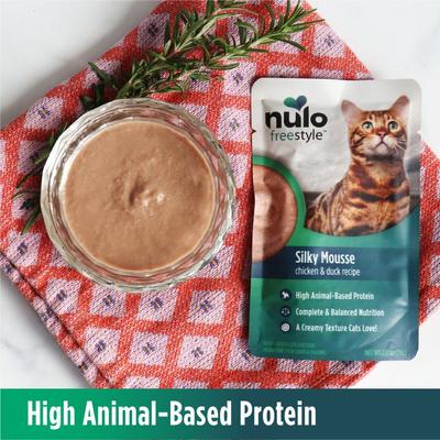 Show full view: Nulo Freestyle Silky Mousse Chicken & Duck Recipe Grain-Free Wet Cat Food, 2.8-oz, case of 24 slide 4 of 10