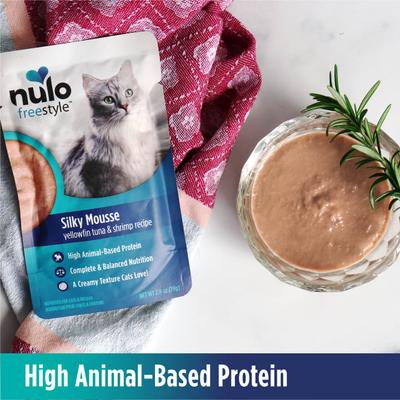 Show full view: Nulo Freestyle Silky Mousse Tuna & Shrimp Recipe Grain-Free Wet Cat Food, 2.8-oz, case of 24 slide 8 of 11