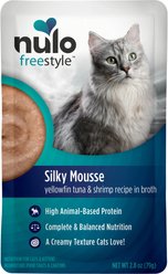 Nulo Freestyle Silky Mousse Tuna & Shrimp Recipe Grain-Free Wet Cat Food, 2.8-oz, case of 24