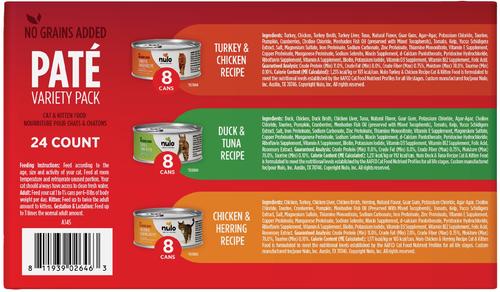 Show full view: Nulo Grain-Free Variety Pack Pate Wet Canned Food for Cats & Kittens, 5.5-oz can, case of 24 slide 4 of 13