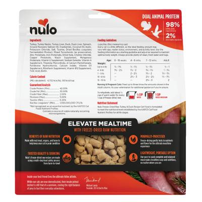 Show full view: Nulo FreeStyle Turkey & Duck Recipe Freeze-Dried Raw Cat Food, 5.5-oz bag slide 3 of 10