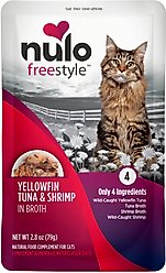 Nulo FreeStyle Yellowfin Tuna & Shrimp in Broth Cat Food Topper, 2.8-oz, case of 24