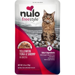 Nulo FreeStyle Yellowfin Tuna & Shrimp in Broth Cat Food Topper, 2.8-oz, case of 24