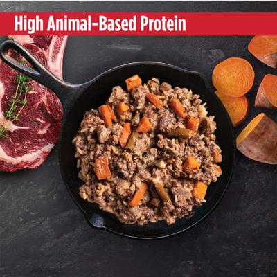 Show full view: Nulo Gently-Cooked Meals Beef & Sweet Potato Recipe Wet Dog Food, 9-oz pouch, bundle of 16  slide 7 of 10