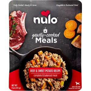 Nulo Gently-Cooked Meals Beef & Sweet Potato Recipe Wet Dog Food, 9-oz pouch, case of 8