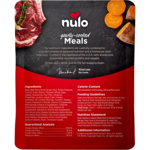 Nulo Gently-Cooked Meals Beef & Sweet Potato Recipe Wet Dog Food, 9-oz pouch, case of 8