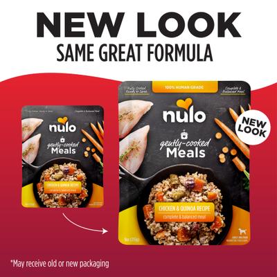 Show full view: Nulo Gently-Cooked Meals Chicken & Quinoa Recipe Wet Dog Food, 9-oz pouch, bundle of 16  slide 3 of 10