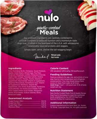 Show full view: Nulo Gently-Cooked Meals Pork & Apple Recipe Wet Dog Food, 9-oz pouch, bundle of 16  slide 4 of 10