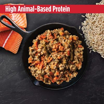 Show full view: Nulo Gently-Cooked Meals Salmon & Brown Rice Recipe Wet Dog Food, 9-oz pouch, bundle of 16  slide 7 of 10